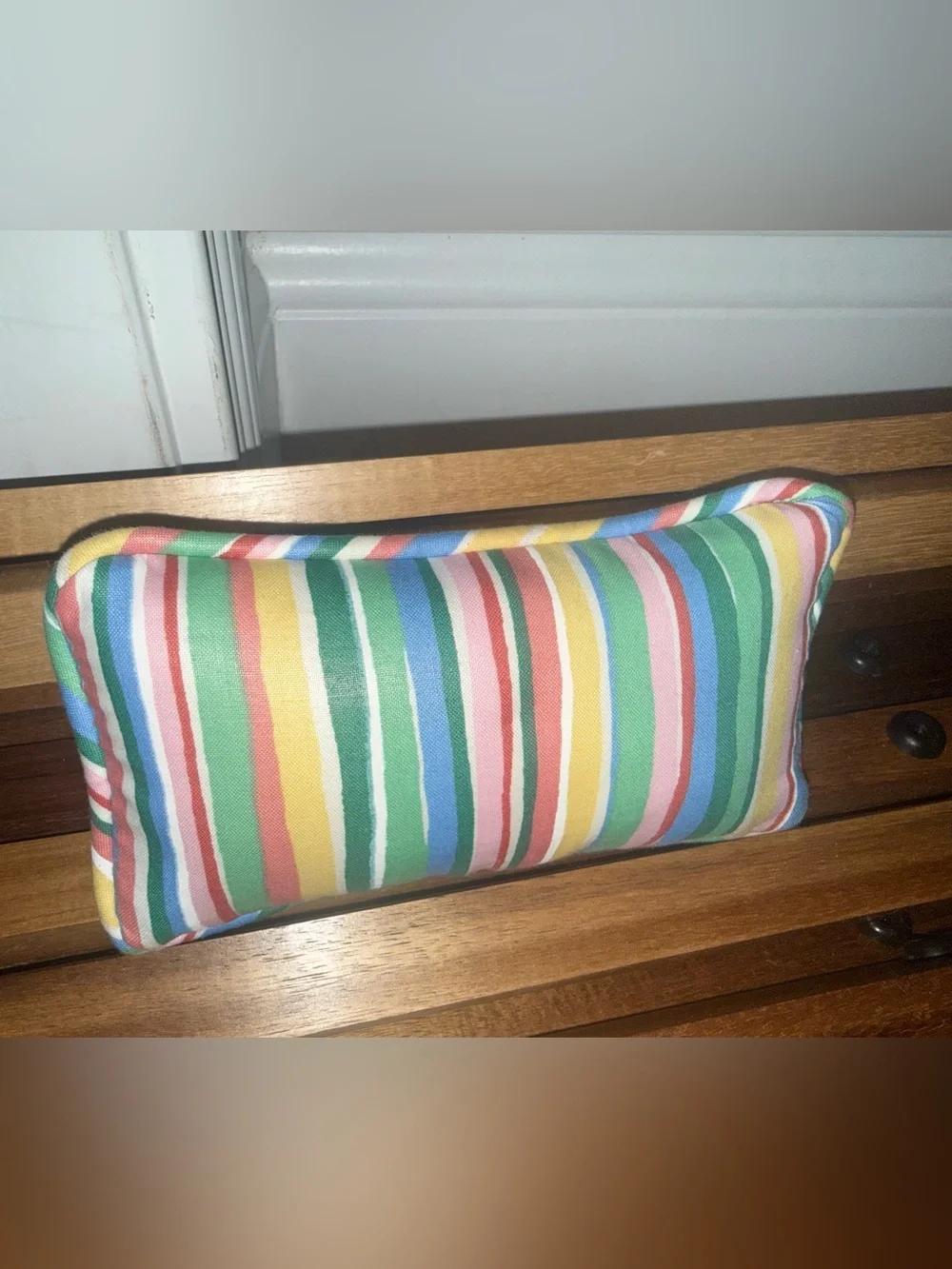 New Martini Spoken Here Needlepoint Pillow Colorful Trim Lumbar Accent Bar Decor